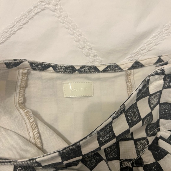 MOTHER Black/White Checkered Mini 🏁 Skirt Size 25 Waist - Picture 2 of 4